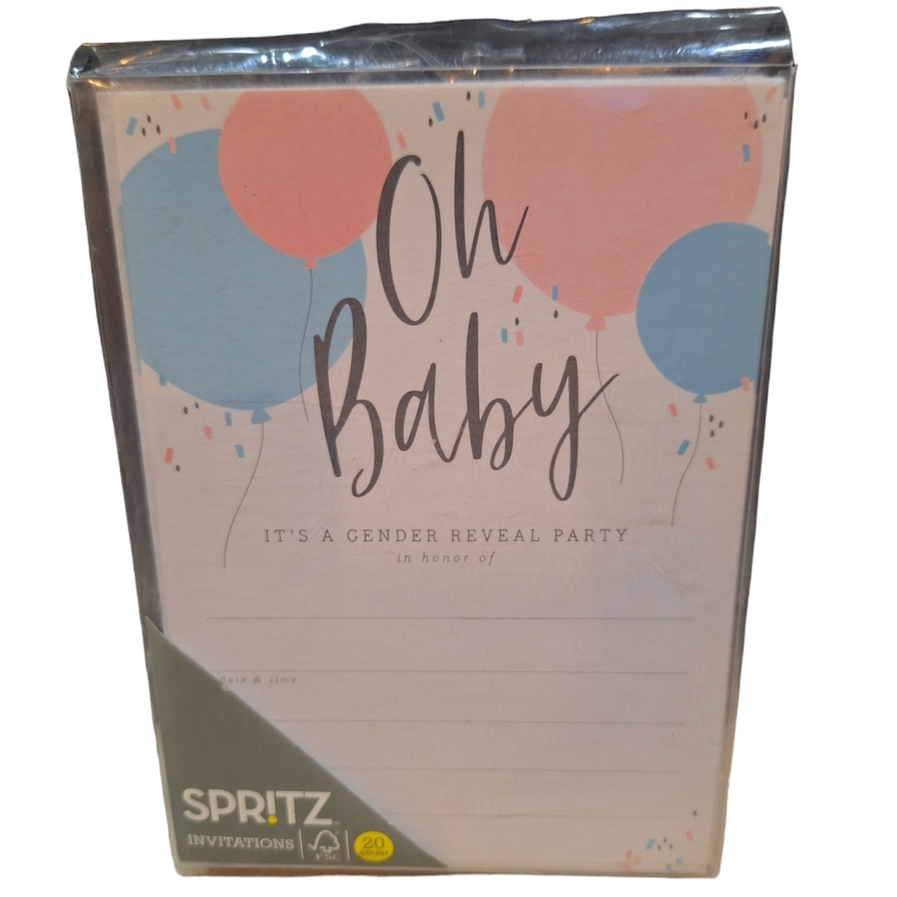 Spritz OH BABY Gender Reveal Party Invitations 2 Packs of 20 NEW See Description